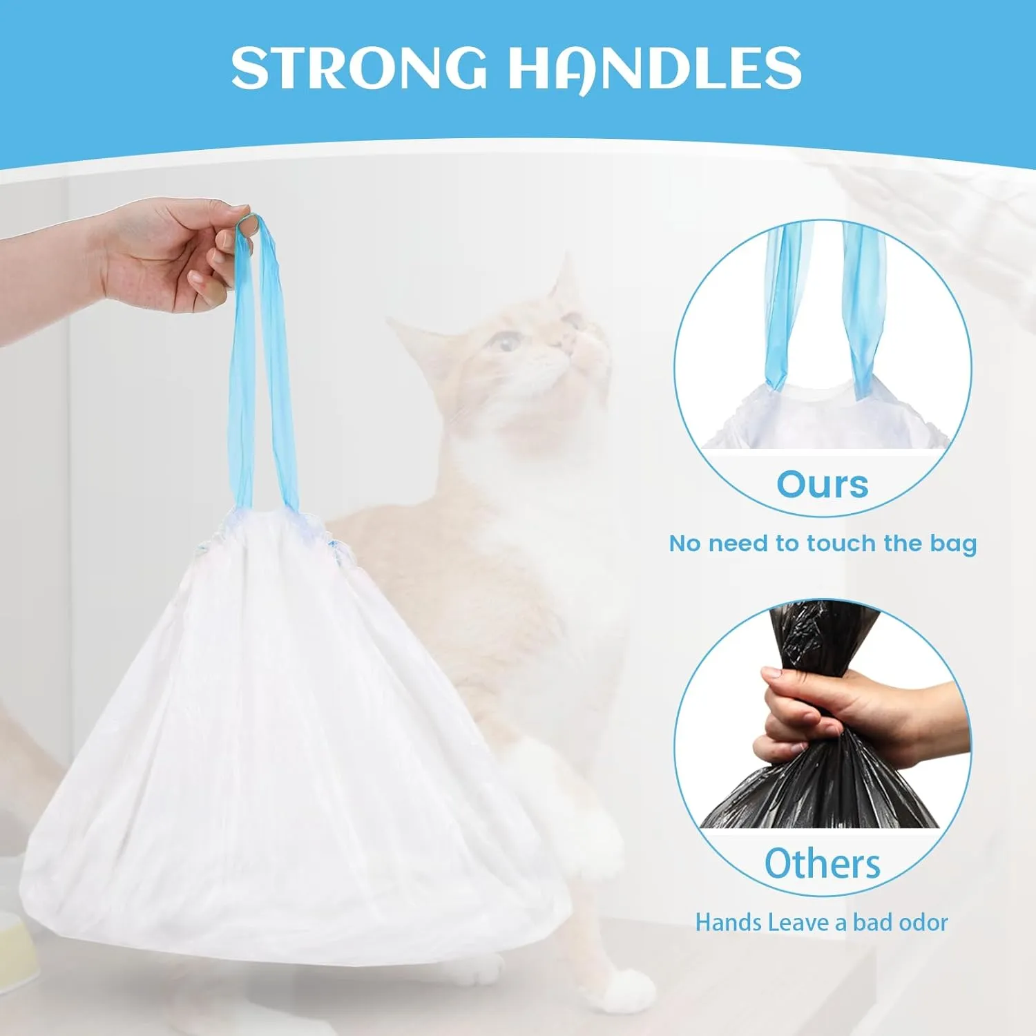 120 Count Self-Cleaning Cat Litter Box Liners Bag Compatible with Meowant MW-SC01/MW-SC02/MW-LR01, Heavy Duty Thick Drawstring Replacement Cat Litter Bags Self Cleaning Litter Box Bags 22 * 13"