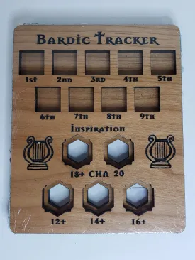 5e Hardwood Character Cards - Bard Tracker in Maple Wood