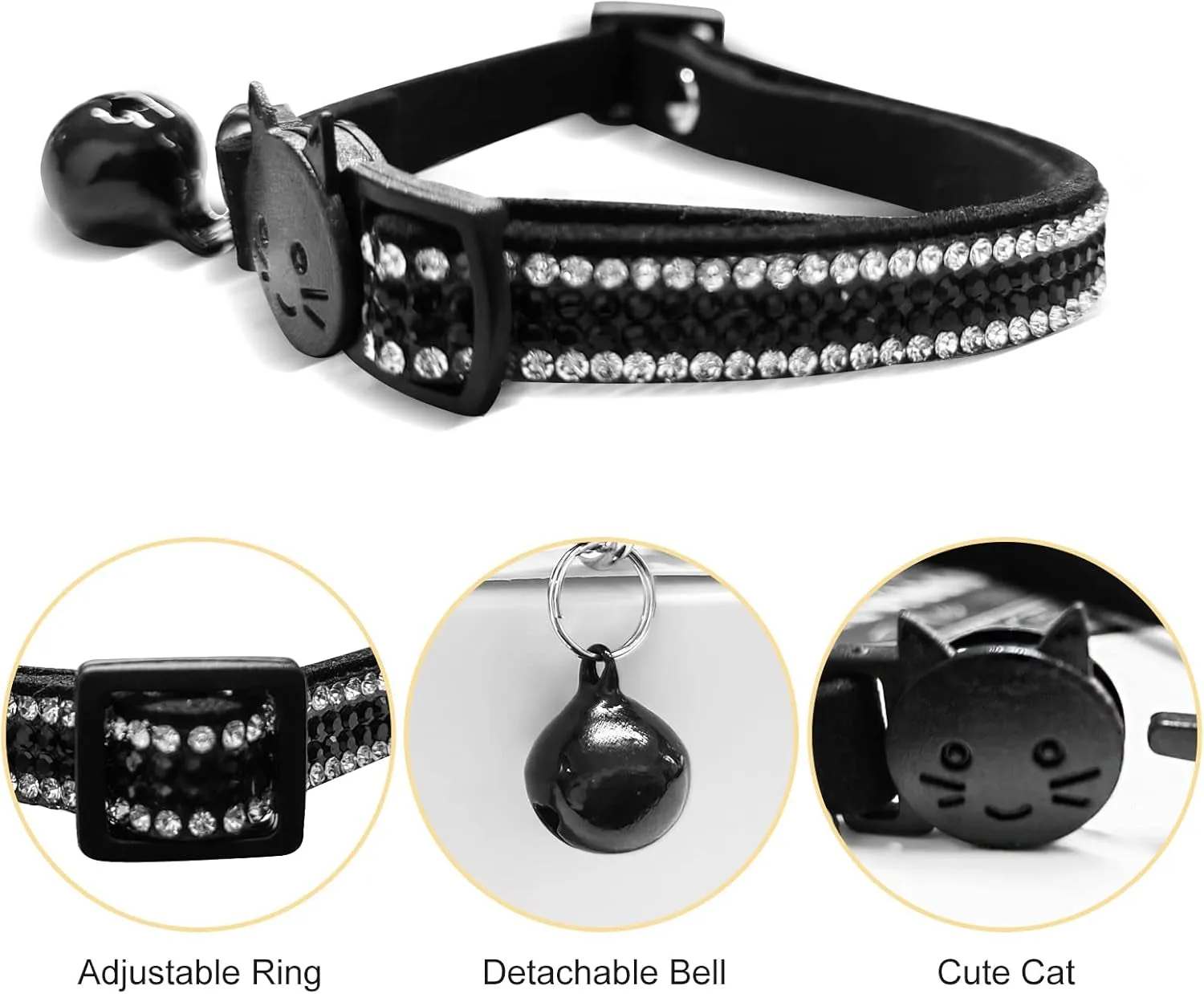 Adjustable Cat Bell Velvet Kitty Collar