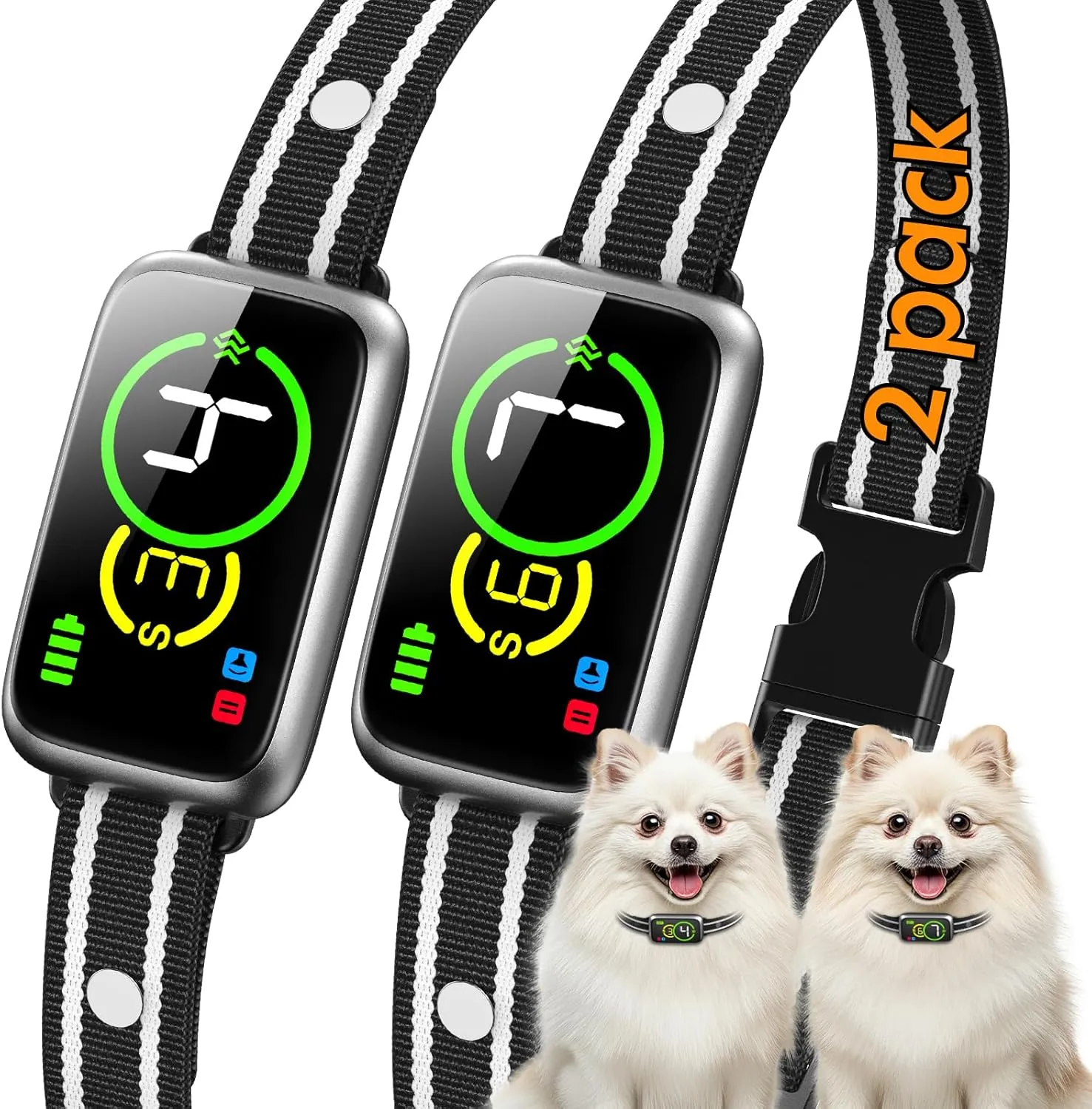 Automatic AI Bark Collar, Dog Bark Collar for Small Medium Large Dogs 5-90lbs, No Bark Collar with Adjustable Beep Vibration Modes & 7 Sensitivity, Smart Anti Barking Device for Dogs, IP67 Waterproof
