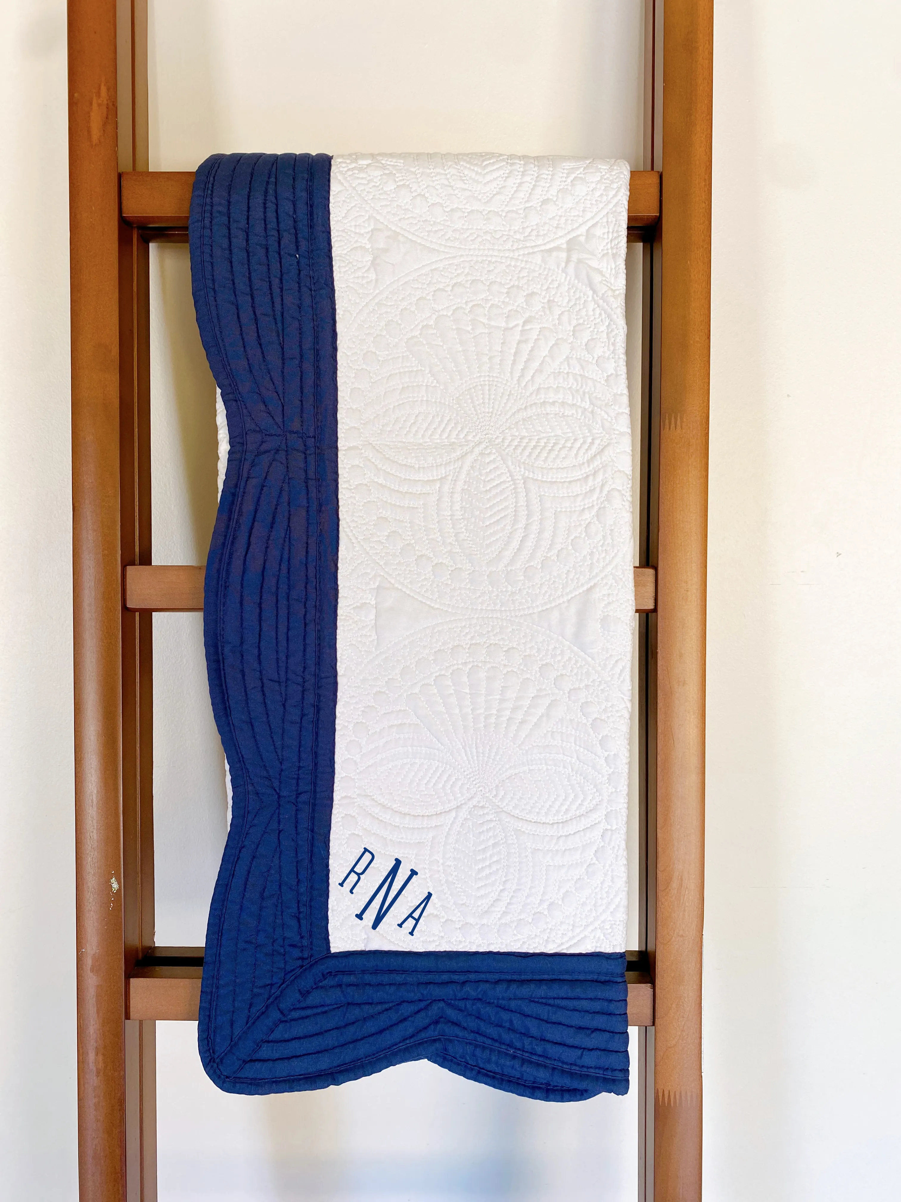 Baby Quilt - Navy/White