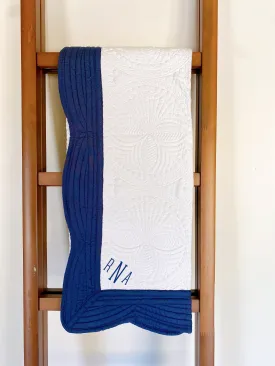 Baby Quilt - Navy/White