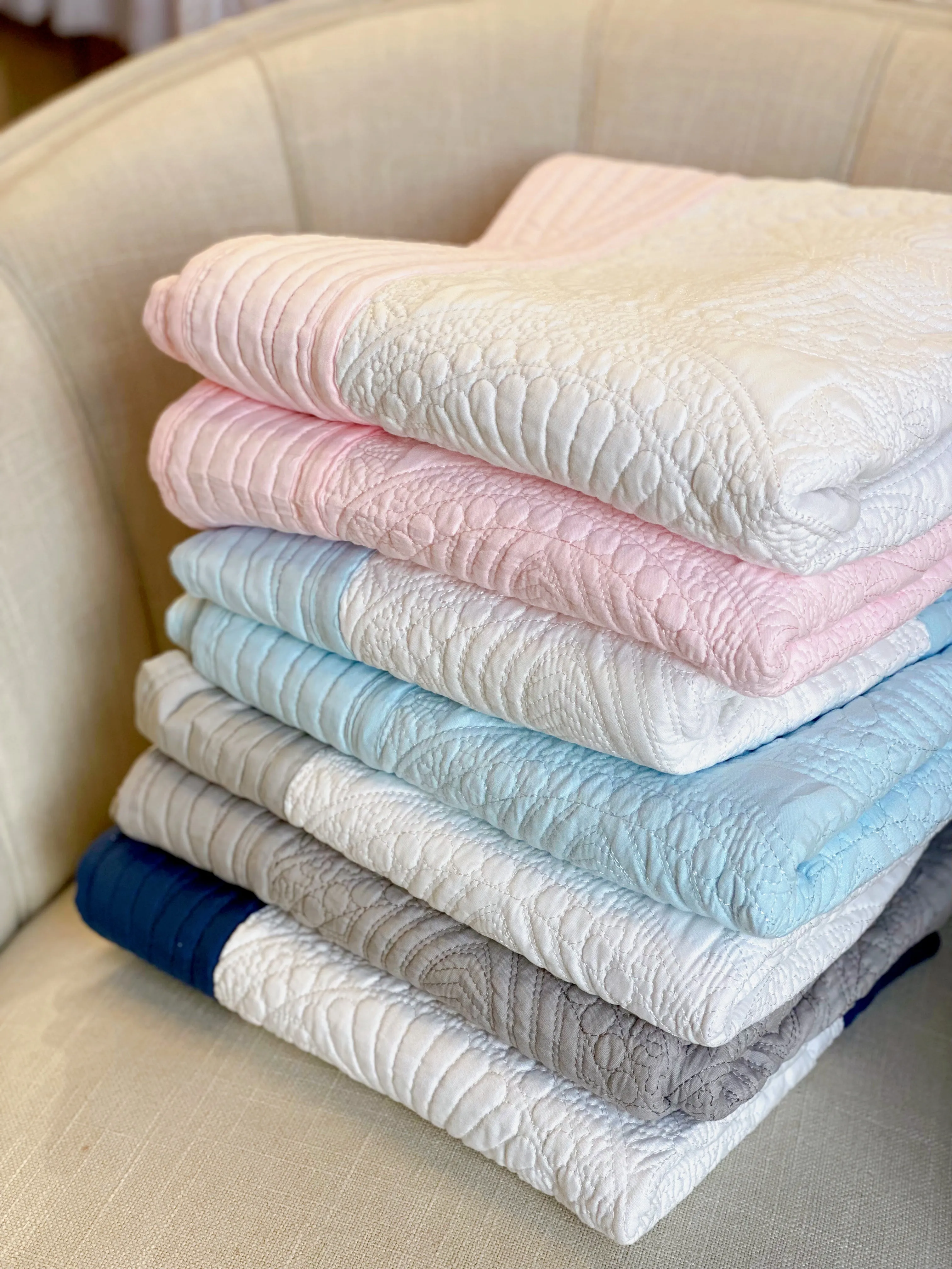 Baby Quilt - White/Pink