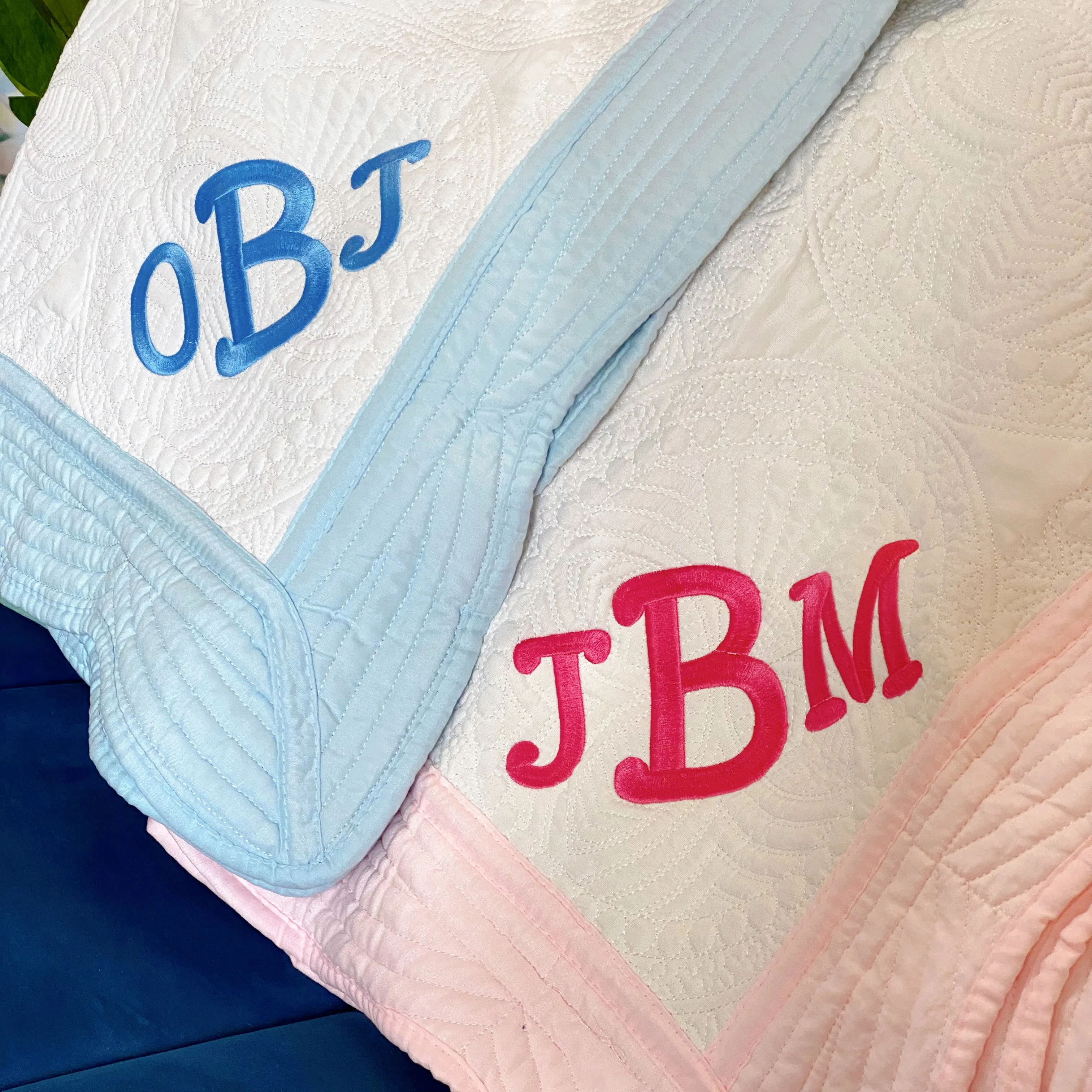 Baby Quilt - White/Pink