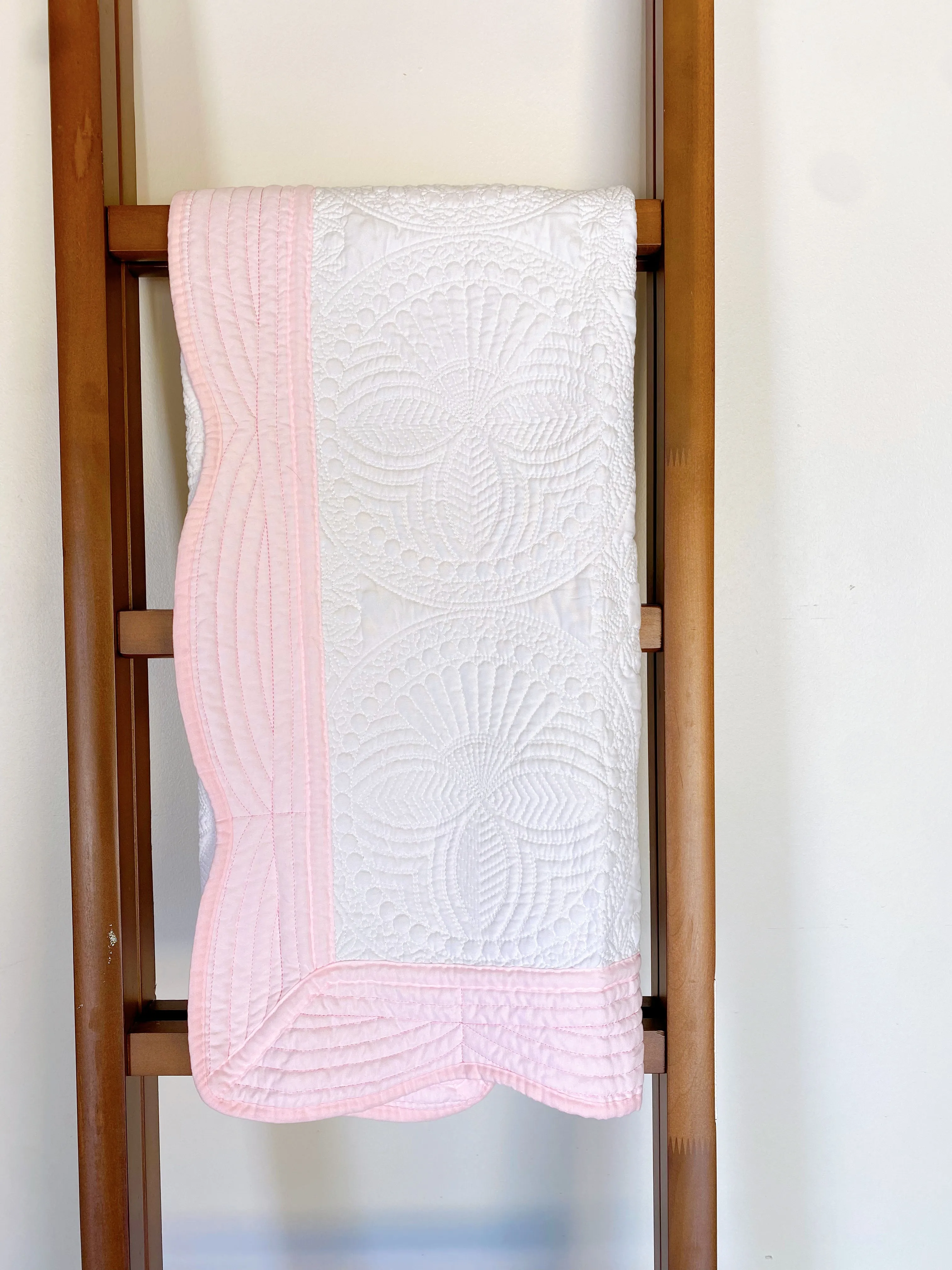 Baby Quilt - White/Pink