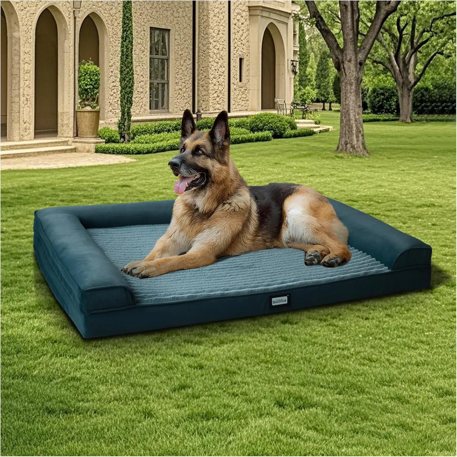 BALANCE Orthopedic Dog Bed, Egg Crate Foam Couch for Pet Sleeping, Pet Sofa with Removable Washable Cover & Waterproof Lining, Comfy Bed for Extra Large Dogs, Moonless Night