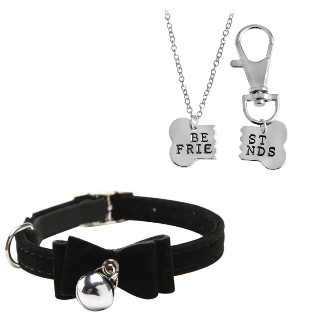 BFF Necklace and Velvet Bow Collar Set