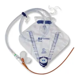 Cardinal Health™ Dover™ Foley Drainage Bag Tray, Silicone, Two Way, Silver Hydrogel Coated, 16Fr OD, 2000mL Capacity