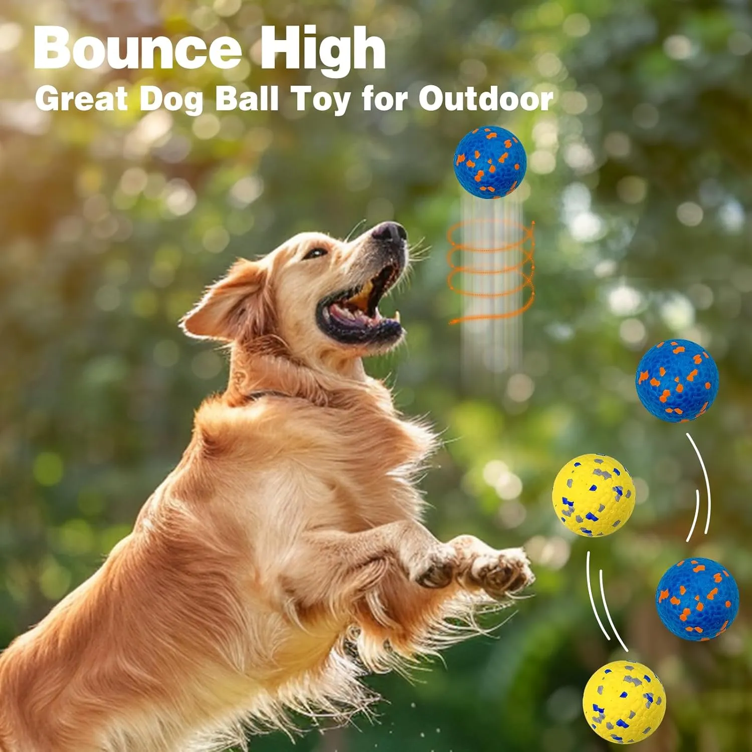 Dog Balls for Aggressive Chewers, Floating Toy for Water Fetch, Bouncy Indestructible Teething Chew and Tennis Balls for Small Medium Large Dogs - 4 Pack