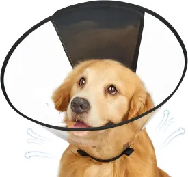 Dog Cone Collar, Transparent Recovery Cone for Large Medium Small Dogs, Soft Elizabethan Collar After Surgery to Prevent Licking Wound, Enhanced Visibility