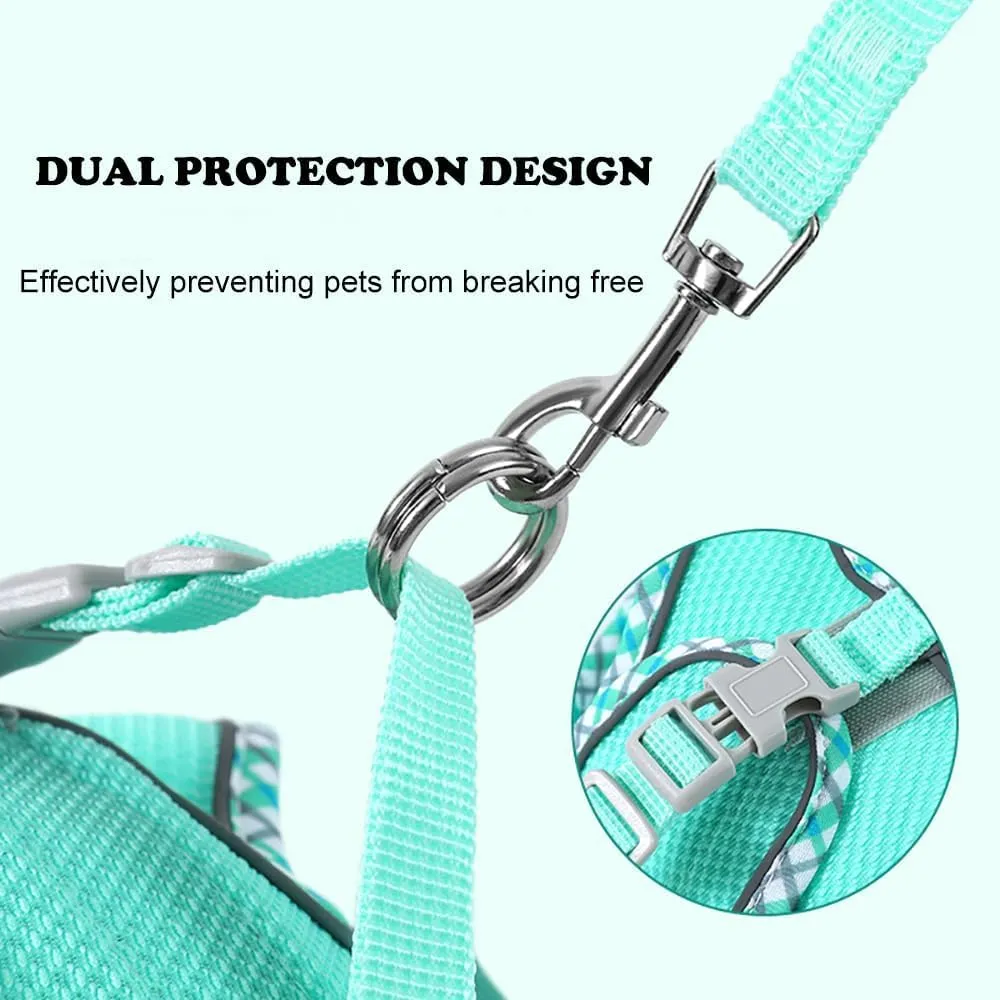 Dog Harness and Leash Set, No Pull Adjustable Reflective Pet Harness for Small Medium Dogs, Step in Vest Harness Easy Walk Dog Harness Outdoor Hiking Training for Small Dogs, Cats(Pink, XS)
