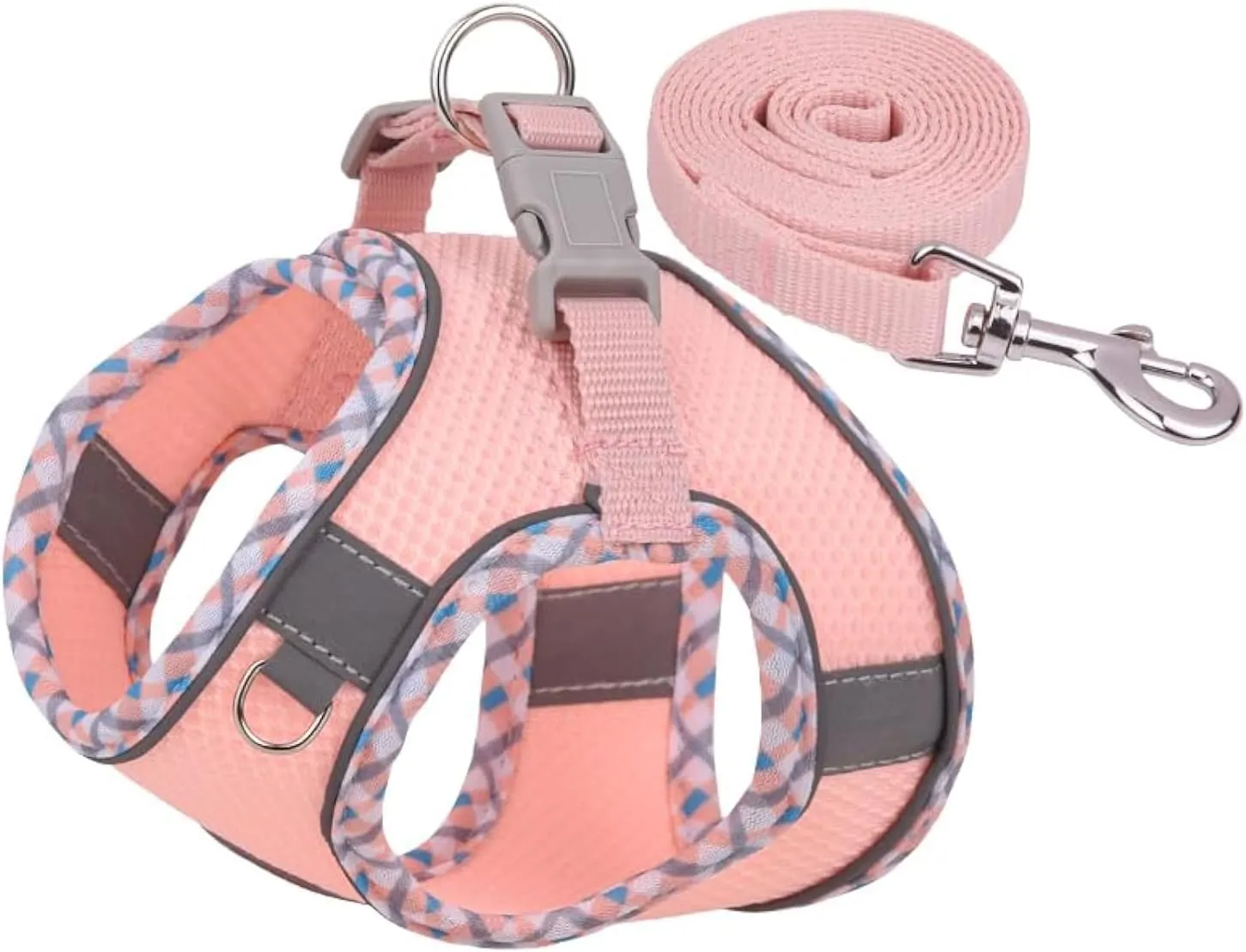 Dog Harness and Leash Set, No Pull Adjustable Reflective Pet Harness for Small Medium Dogs, Step in Vest Harness Easy Walk Dog Harness Outdoor Hiking Training for Small Dogs, Cats(Pink, XS)