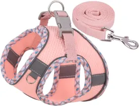 Dog Harness and Leash Set, No Pull Adjustable Reflective Pet Harness for Small Medium Dogs, Step in Vest Harness Easy Walk Dog Harness Outdoor Hiking Training for Small Dogs, Cats(Pink, XS)