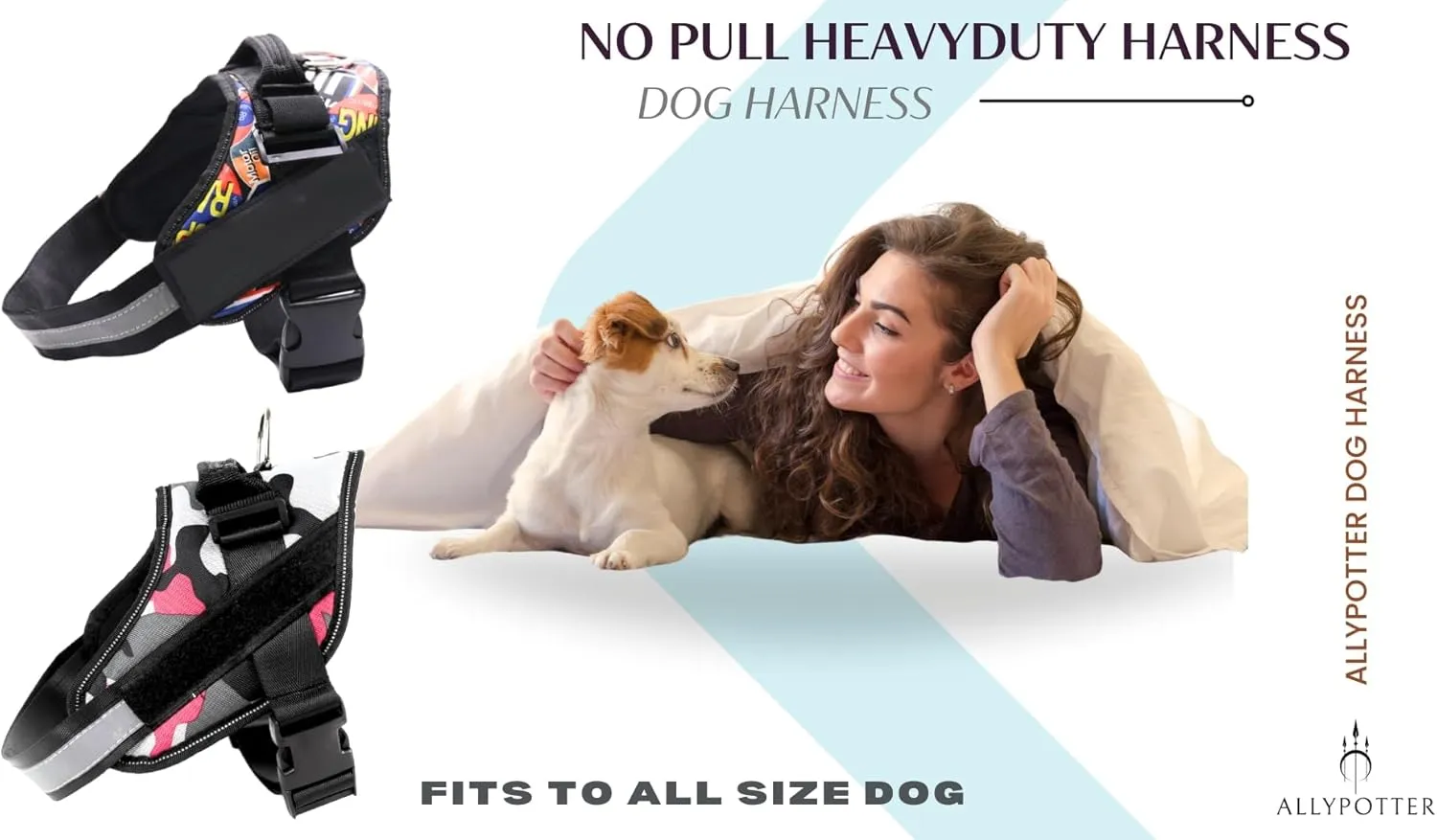 Dog Harness Medium Sizes, Dog Harness Medium Sized Dog, Dog Harness no-Pull, Adjustable Dog Harness, Soft Dog Harness, Lightweight Dog Harness, Dog Harness for Running (Graffiti Blue, Extra Large)