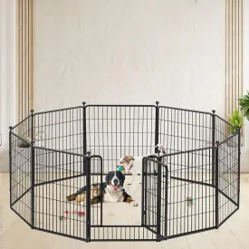 Dog Playpen 32 inch 10 Panels Indoor Dog Pen for Medium/Small Dogs Heavy Duty Metal Dog Fence Outdoor for Yard, Puppy Playpen with Door Portable Pet Fence for RV Camping Yard