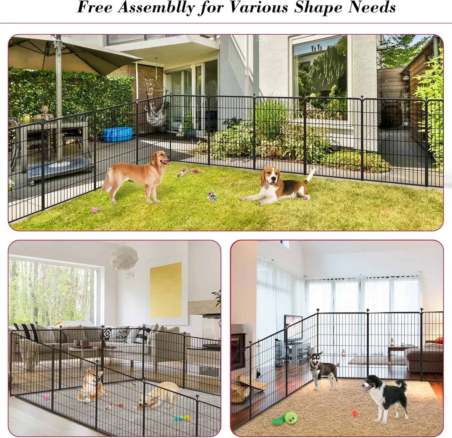 Dog Playpen 40 inch 8 Panels Dog Fence Outdoor for Yard Indoor Dog Pen for Large/Medium/Small Dogs, Heavy Duty Metal Puppy Playpen with Door Portable Pet Fence for RV Camping Yard