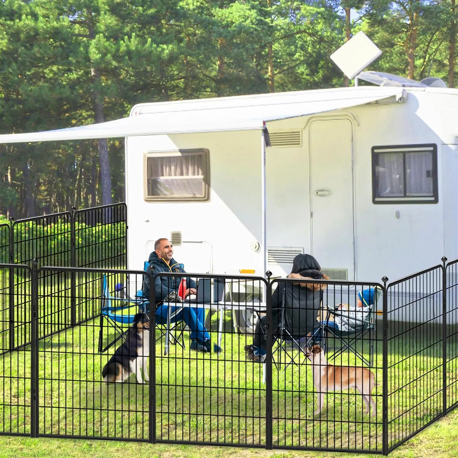 Dog Playpen 40 inch 8 Panels Dog Fence Outdoor for Yard Indoor Dog Pen for Large/Medium/Small Dogs, Heavy Duty Metal Puppy Playpen with Door Portable Pet Fence for RV Camping Yard