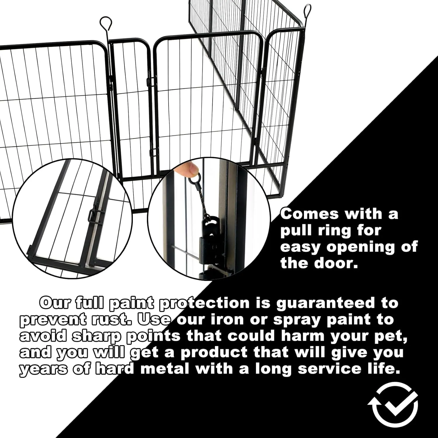 Dog Playpen,48 in(H) Pet Fence Outdoor for Rv Camping,Garden Fence Animal Barrie for Yard,Total 24 Panels with Gate 56Ft(L) Black Metal Temporary Fencing