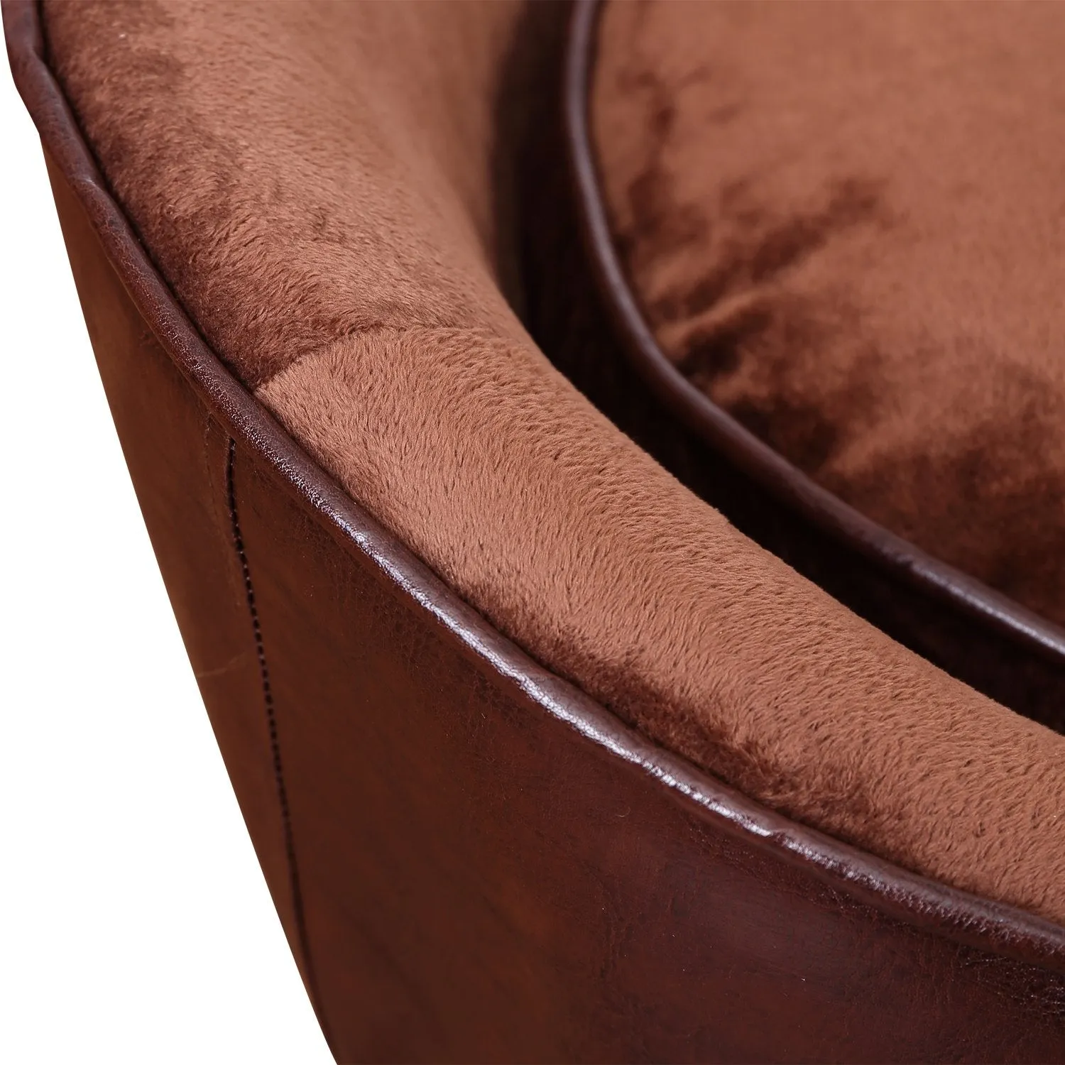 Dogs Wooden Flannelette Upholstered Indoor Sofa Bed w/ Cushion Brown
