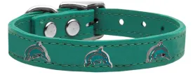 Dolphin Widget Genuine Leather Dog Collar Jade 26