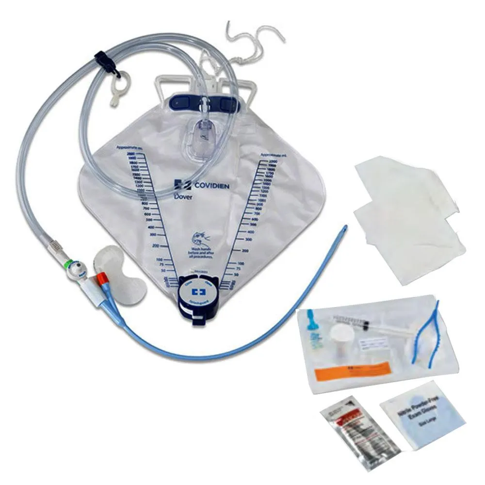 Dover 100% Silicone 2-Way Foley Catheter Tray, 14 Fr, 5 cc, with Securement Device