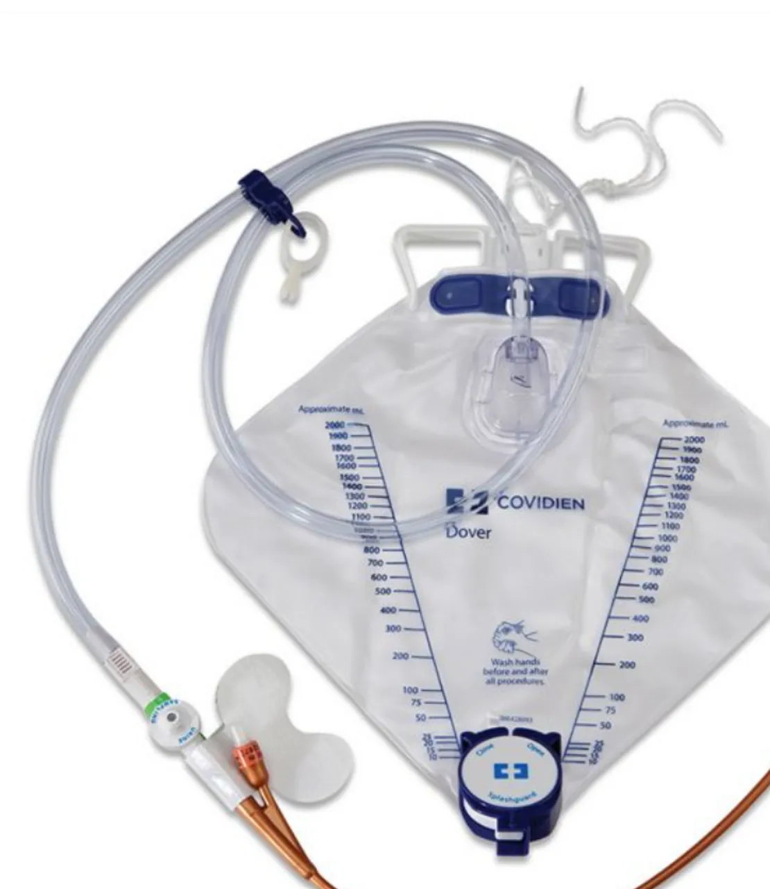Dover 100% Silicone 400 ML U/M Foley Tray, LL, 14 FR (4.7 MM), 5 CC, 2000 ML Drain Bag, Cath Secure