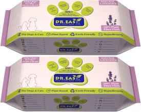 DR.EASY Lavender 200ct Scent Pet Wipes for Dogs and CatsEars, Face, Butt, Body and Eye Convenient, NatureHome or TravelBest Pet Supplies