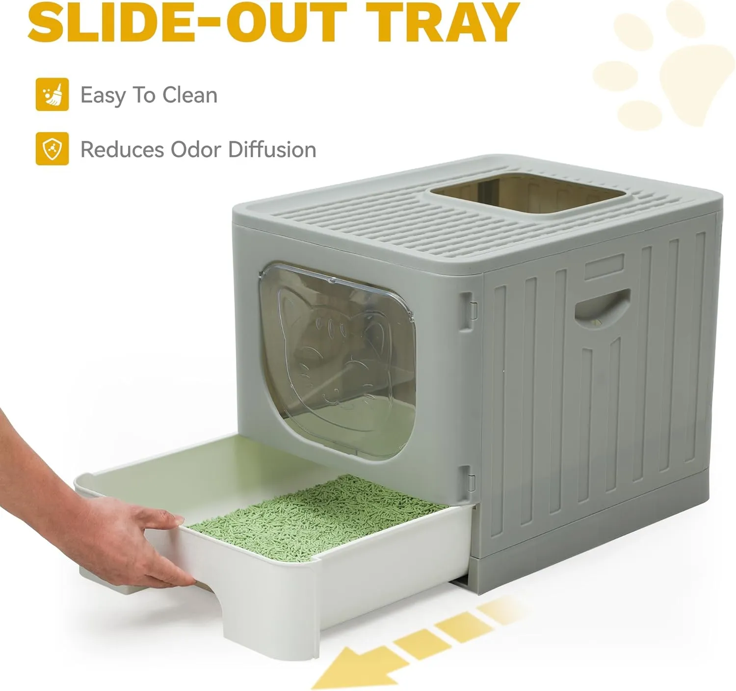 DWVO Enclosed Cat Litter Box with Two-Way Entry/Exit, Large Anti-Splash Hooded Litter Box with Mat and Litter Scoop, Easy Assemly and Cleaning - Gray