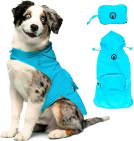 fabdog Packable Dog Raincoat (Medium, Blue)