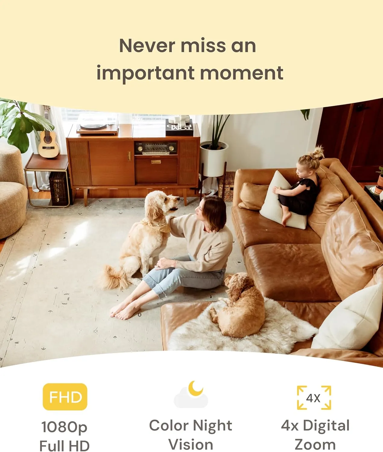 Furbo Mini New Pet Camera: Home Security Camera with Barking or Meowing Alerts, Cat or Dog Camera with Phone App, Smart Home Indoor Cam with 2-Way Speaker and Night Vision (No Subscription Required)