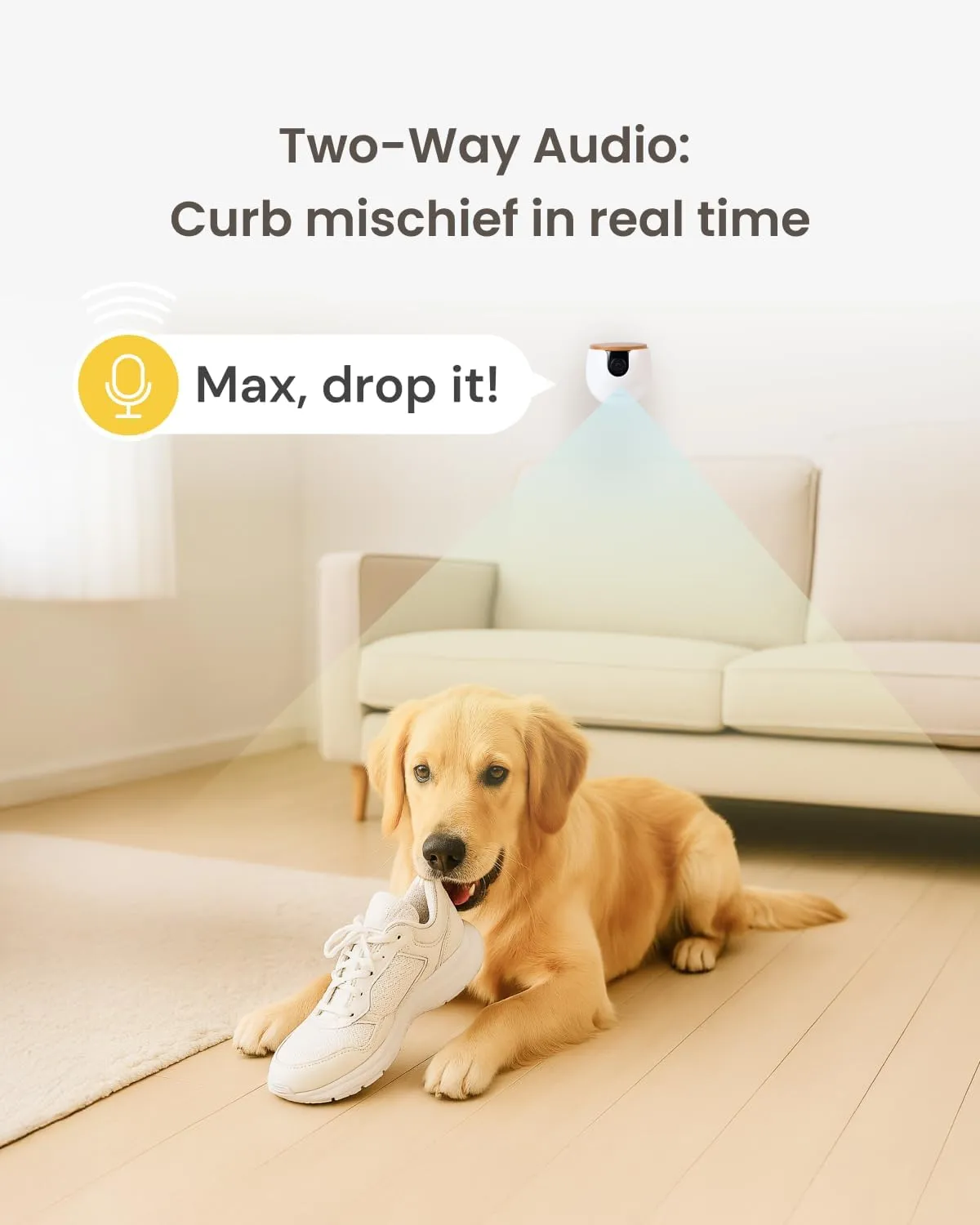 Furbo Mini New Pet Camera: Home Security Camera with Barking or Meowing Alerts, Cat or Dog Camera with Phone App, Smart Home Indoor Cam with 2-Way Speaker and Night Vision (No Subscription Required)