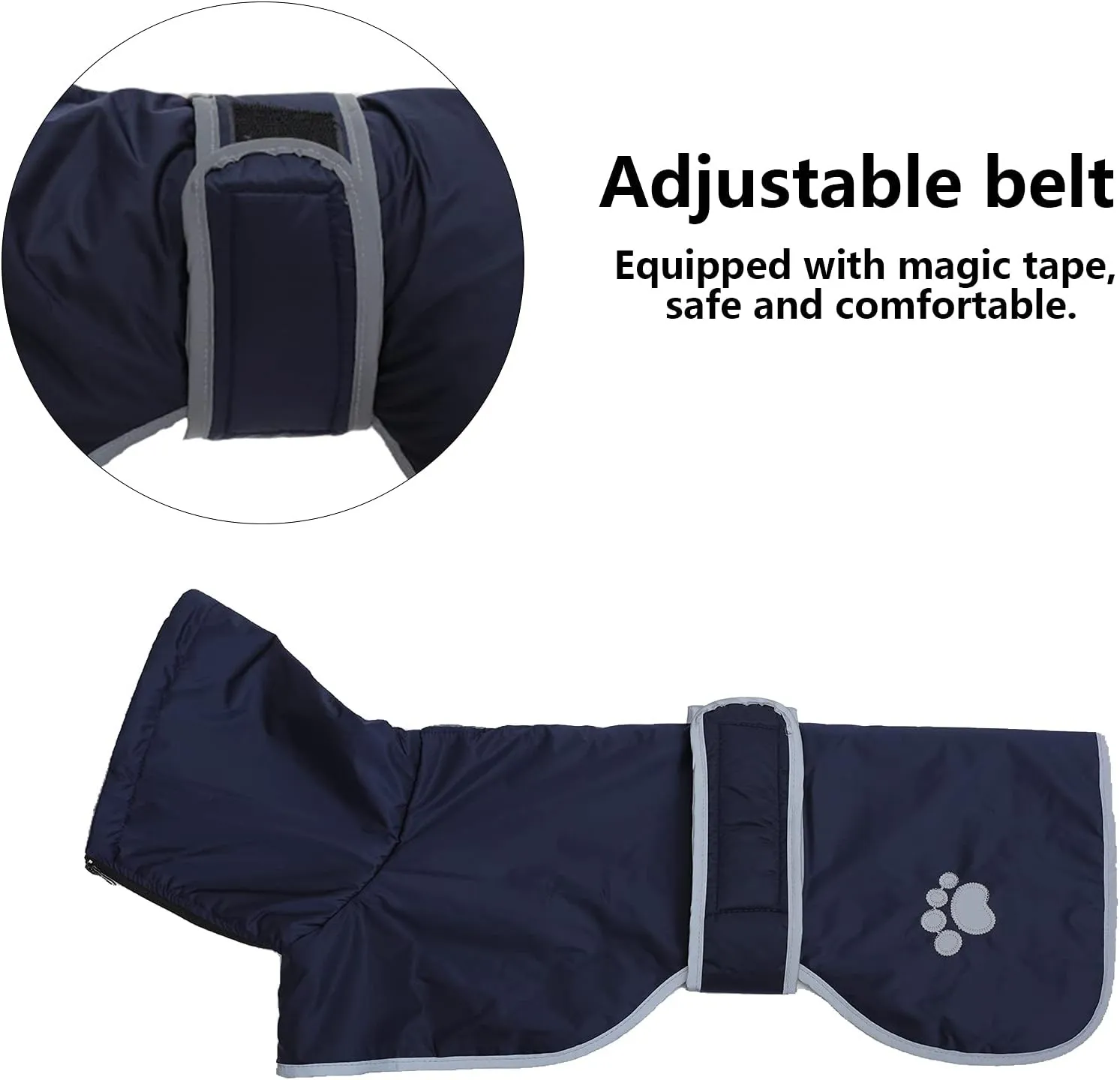 Geyecete Dog Winter Coat Greyhound Raincoat Fabric with Lamb Velvet Inside Outdoor Dog Apparel with Adjustable Bands for Medium, Large Dog-Navy-XS
