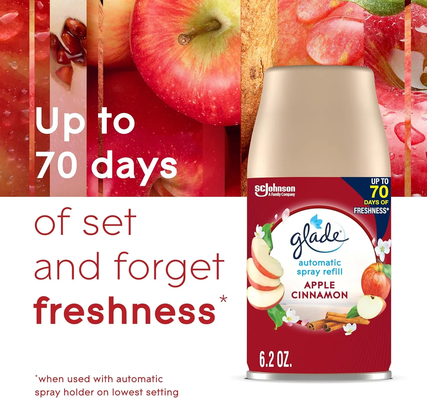 Glade Automatic Spray Refill, Air Freshener for Home and Bathroom, Apple Cinnamon, 6.2 Oz