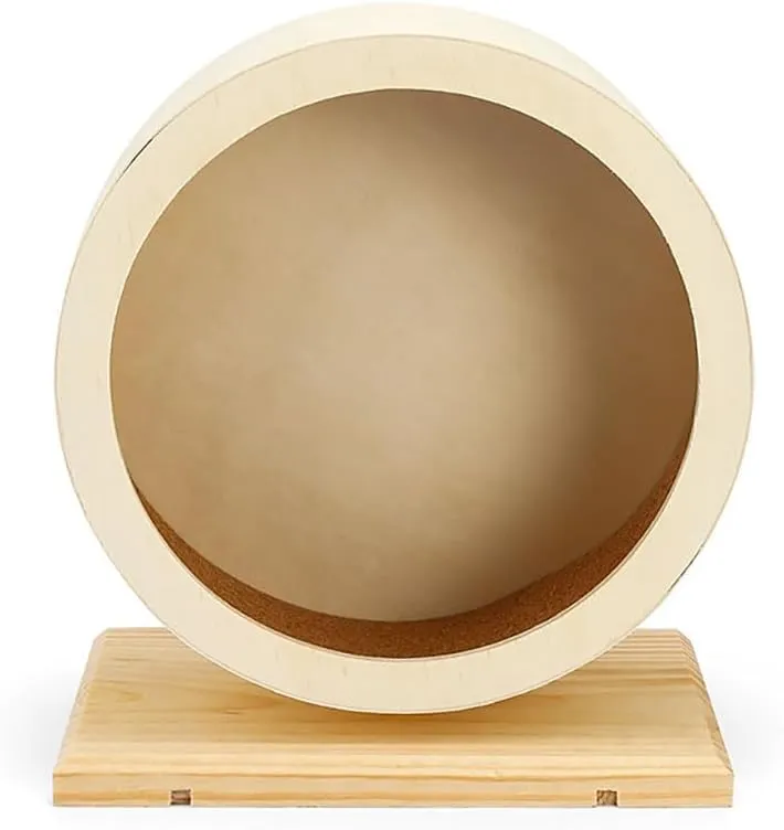 Hamster Exercise WheelSmall Animals Running Toy Suitable for Rat, Pig, Chinchilla, Gerbil, etc. pet Wooden Harmless, Handmade (L)