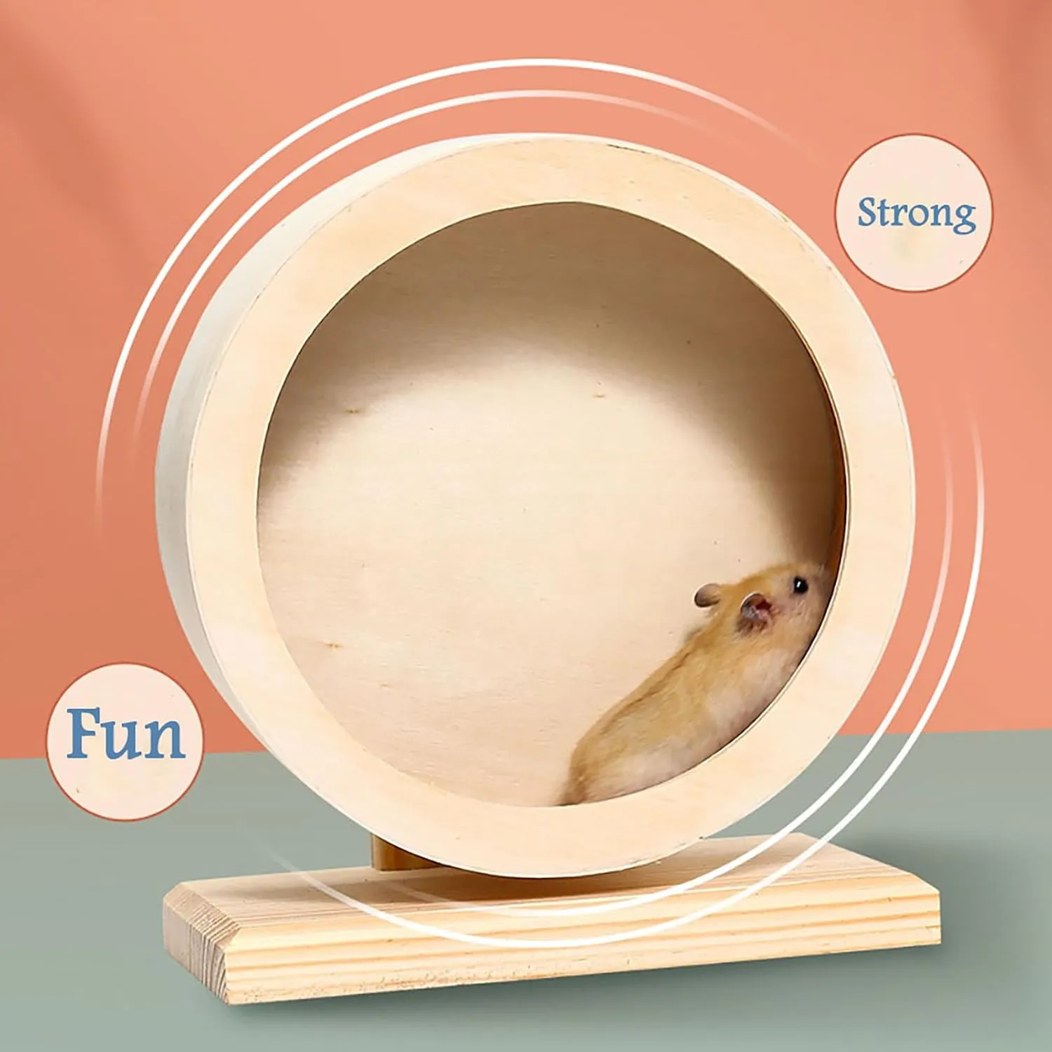 Hamster Exercise WheelSmall Animals Running Toy Suitable for Rat, Pig, Chinchilla, Gerbil, etc. pet Wooden Harmless, Handmade (L)