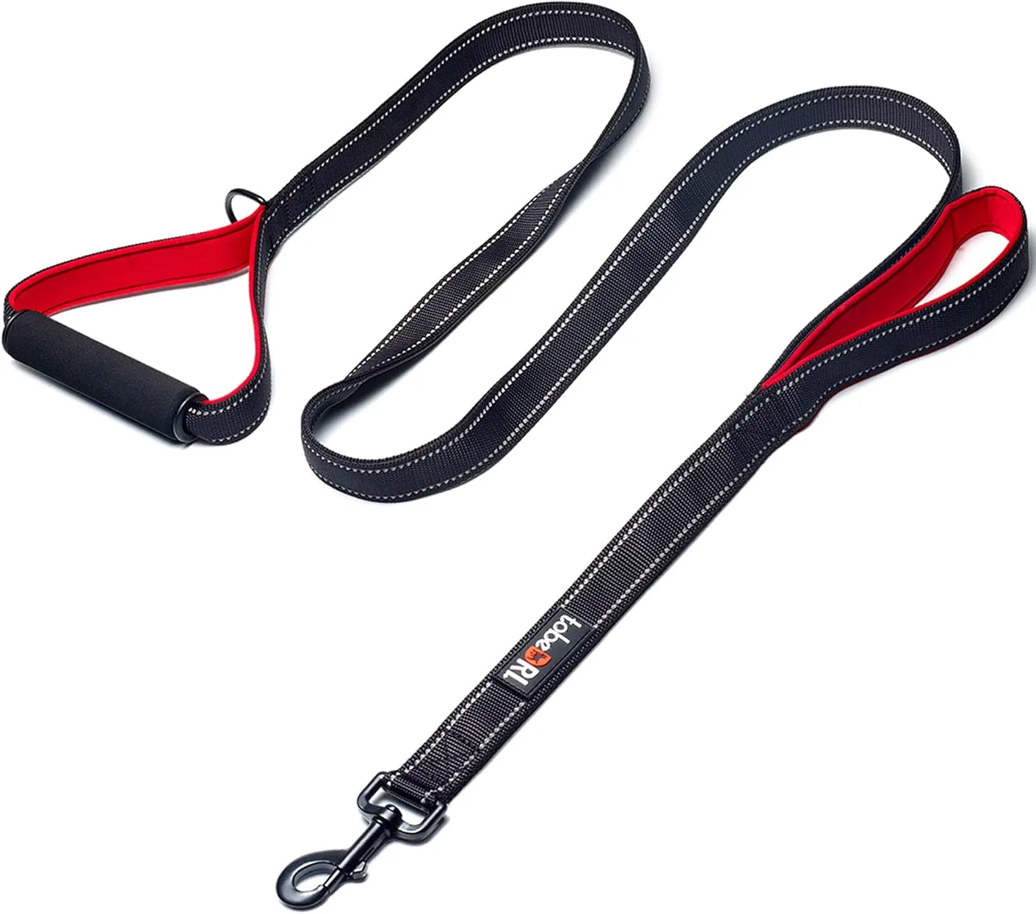 Heavy Duty Dog Leash - 2 Padded Handles, 6 feet Long - Dog Training Walking Leashes for Medium Large Dogs (Black)
