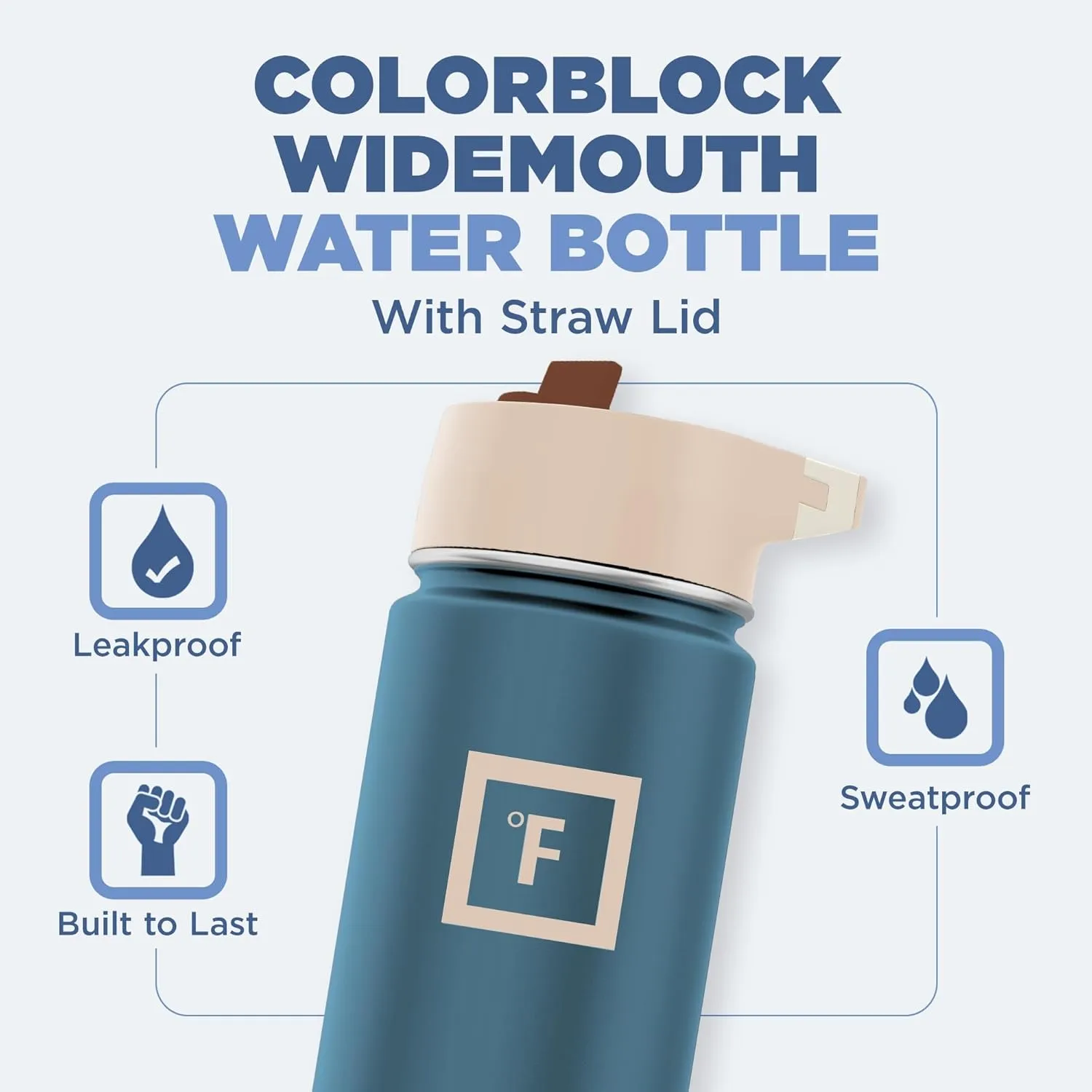 IRON FLASK Camping & Hiking Hydration Flask with Straw Lid & Boot - Stainless Steel, Double Walled & Vacuum Insulated Water Bottle - Leak Proof & BPA Free (Azure Mist, Straw - 22 oz)