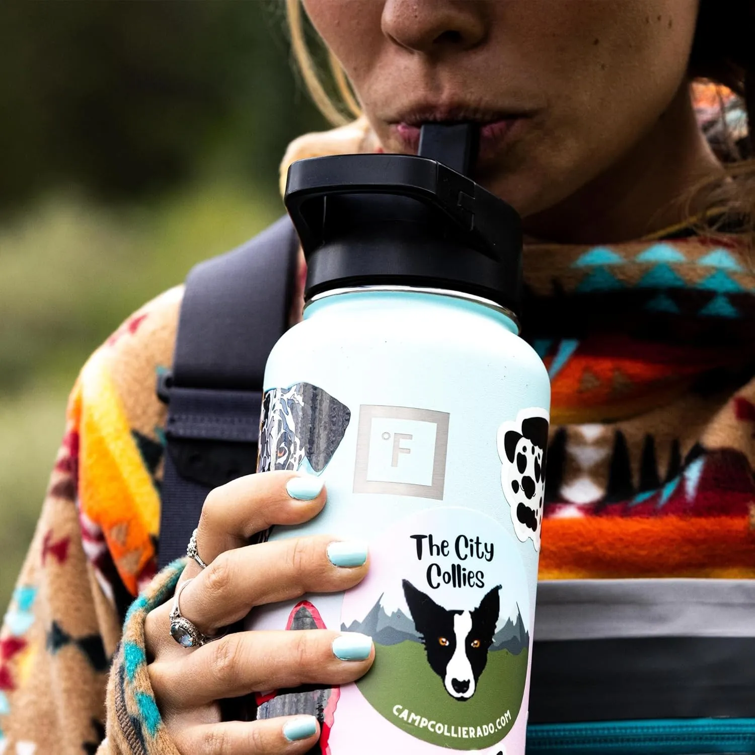 IRON FLASK Camping & Hiking Hydration Flask with Straw Lid & Boot - Stainless Steel, Double Walled & Vacuum Insulated Water Bottle - Leak Proof & BPA Free (Azure Mist, Straw - 22 oz)