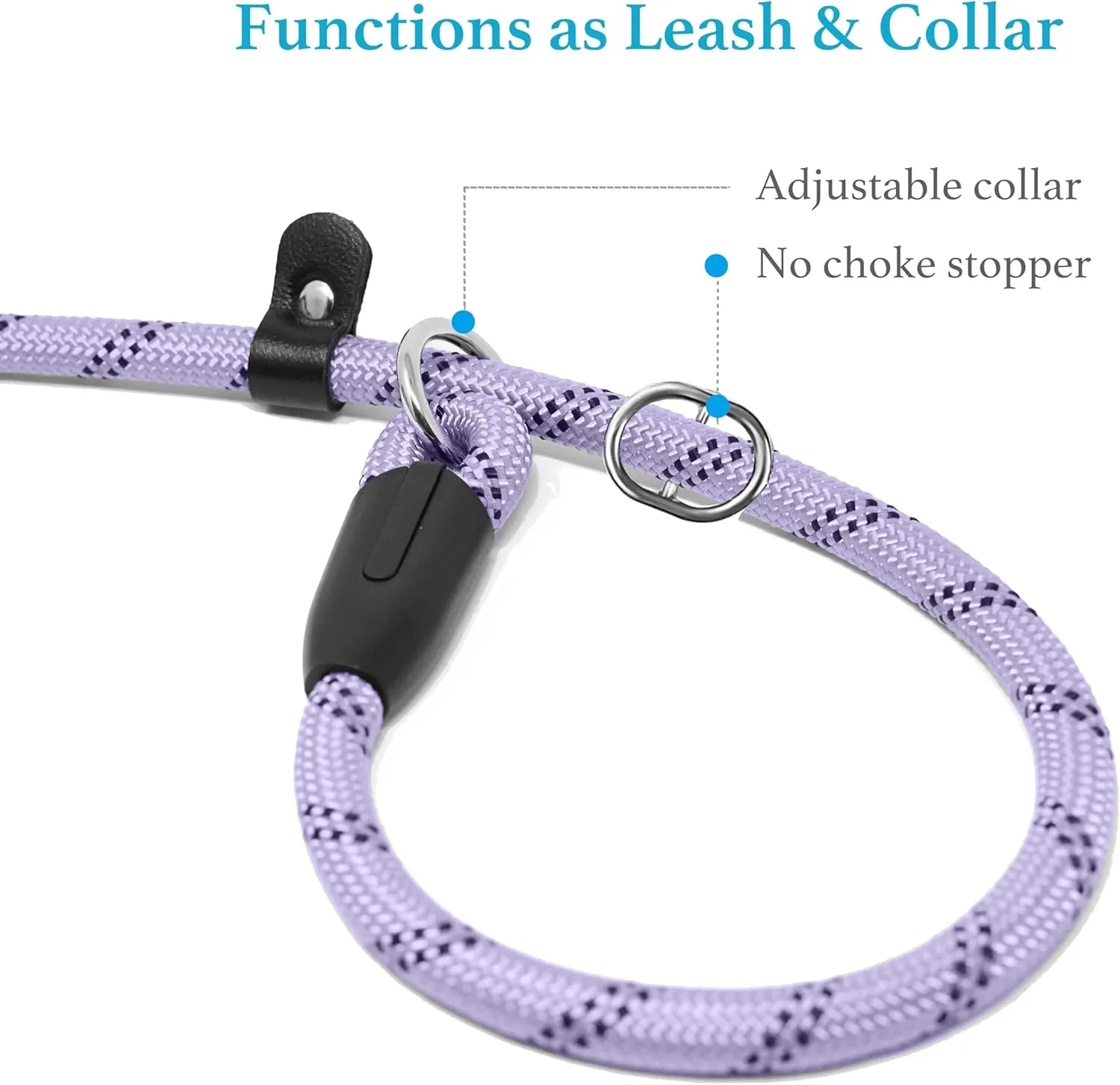 iYoShop Durable Slip Lead Dog Leash with Padded Handle and Highly Reflective Threads, No Pull Dog Training Leash, (1/2" x 6 FT, Lavender)