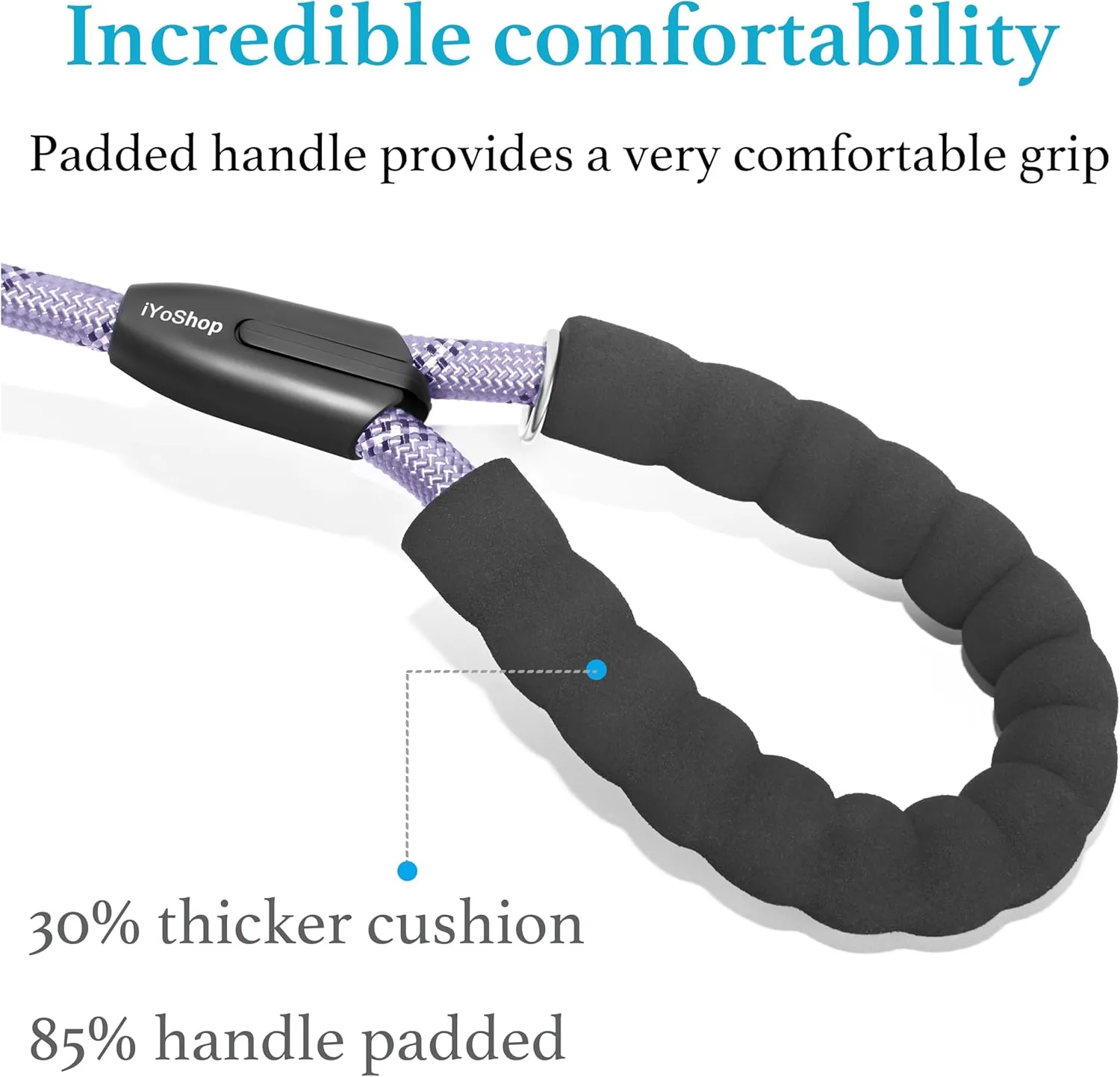 iYoShop Durable Slip Lead Dog Leash with Padded Handle and Highly Reflective Threads, No Pull Dog Training Leash, (1/2" x 6 FT, Lavender)