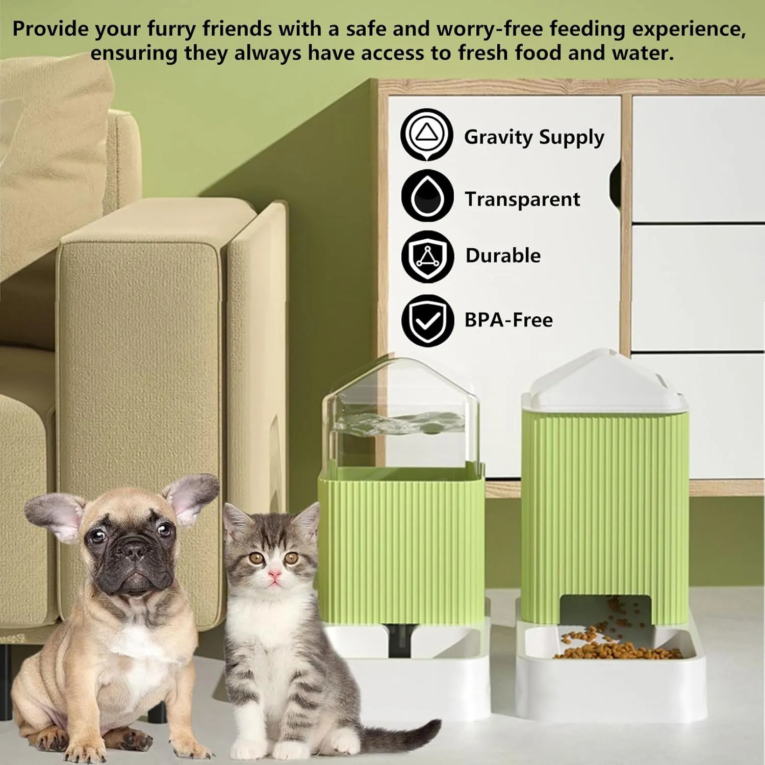 Kathson Automatic Dog Feeder, 3.5L Capacity, Plastic Material, Self-Feeding Station for Multiple Pets