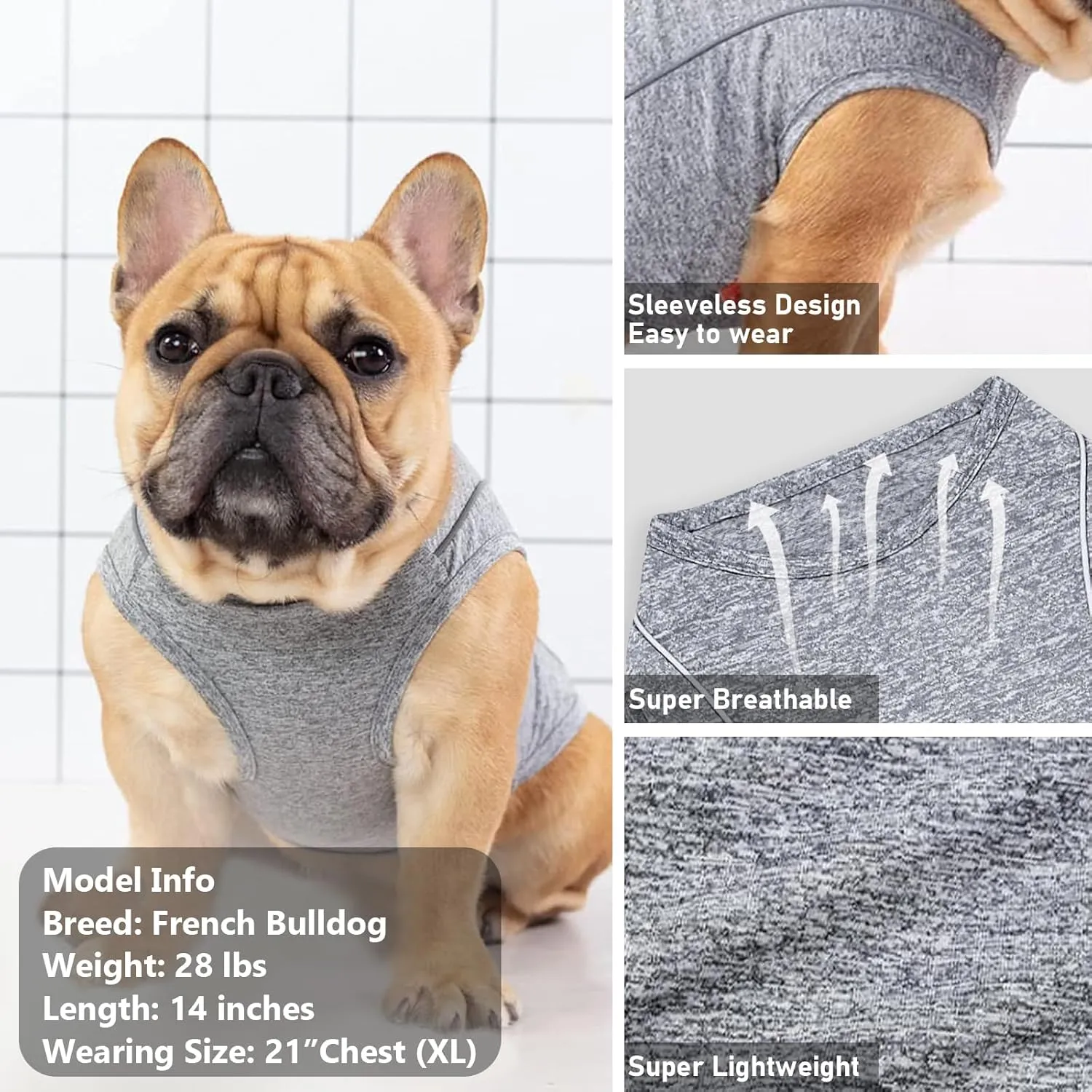 KYEESE Dog Shirts Quick Dry Reflective Lightweight Soft Pet T-Shirt Tank Top Breathable Sleeveless Vest Stretchy Dog Apparel