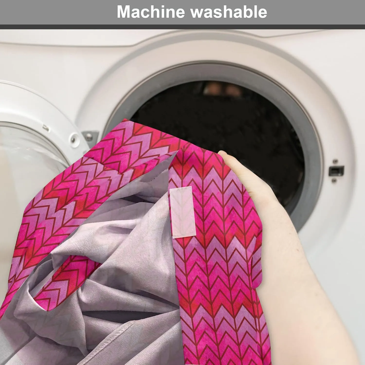 Lunarable Chevron Dog Crate Cover, Surreal Chevron Pattern Geometric Vibrant Colored Ornamental Illustration, Easy to Use Pet Kennel Cover for Medium Large Dogs, 48 Inch, Magenta Red Violet