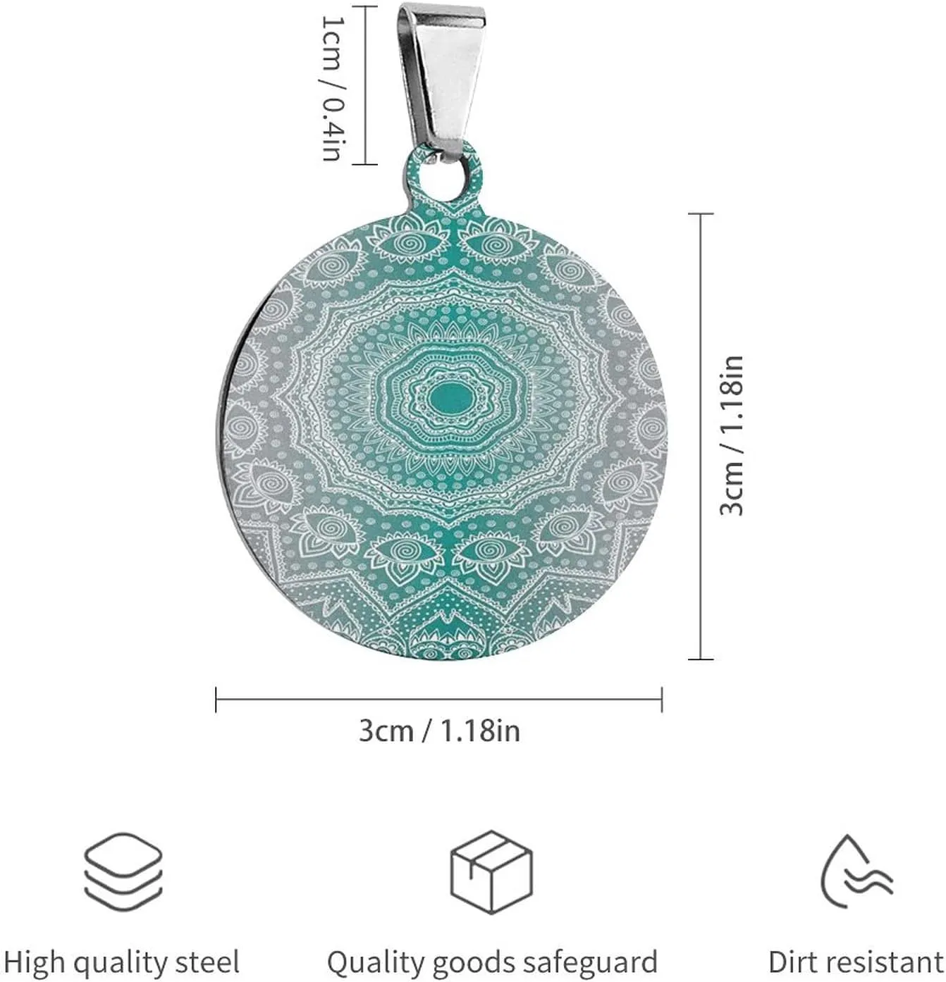 Mandala Ombre Sacred Geometry Occult Pattern Stainless Steel Pet ID Tags Personalized Dog and Cat Tags Cute Collar Tags Circular