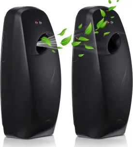 Maxcheck Automatic Air Freshener Spray Dispenser 2 Pack Wall Mounted Free Standing Restroom Air Freshener Battery Operated Automatic Sprayer Dispenser for Home Bathroom Commercial Time Scent(Black)