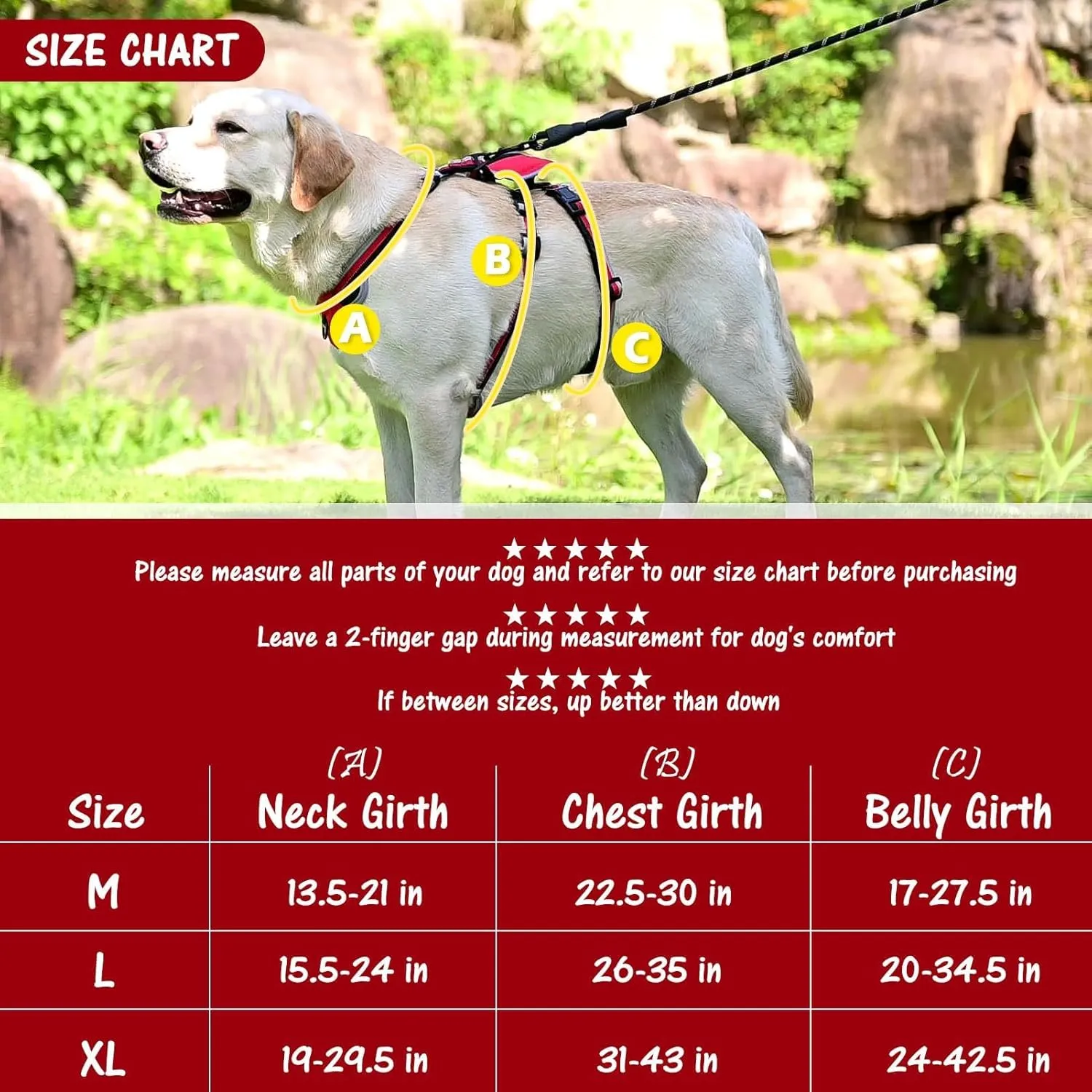 Mihachi Escape Proof Dog Harness - No Pull Dog Harness with Handle, Soft Padded Reflective and Adjustable Full Body Pet Harness Vest for Medium Large Dogs Walking Hiking Training, Red Large