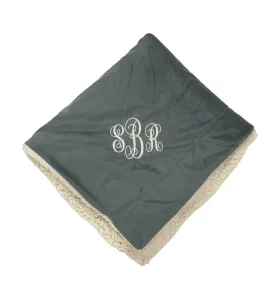 Monogrammed Micro Sherpa Throw