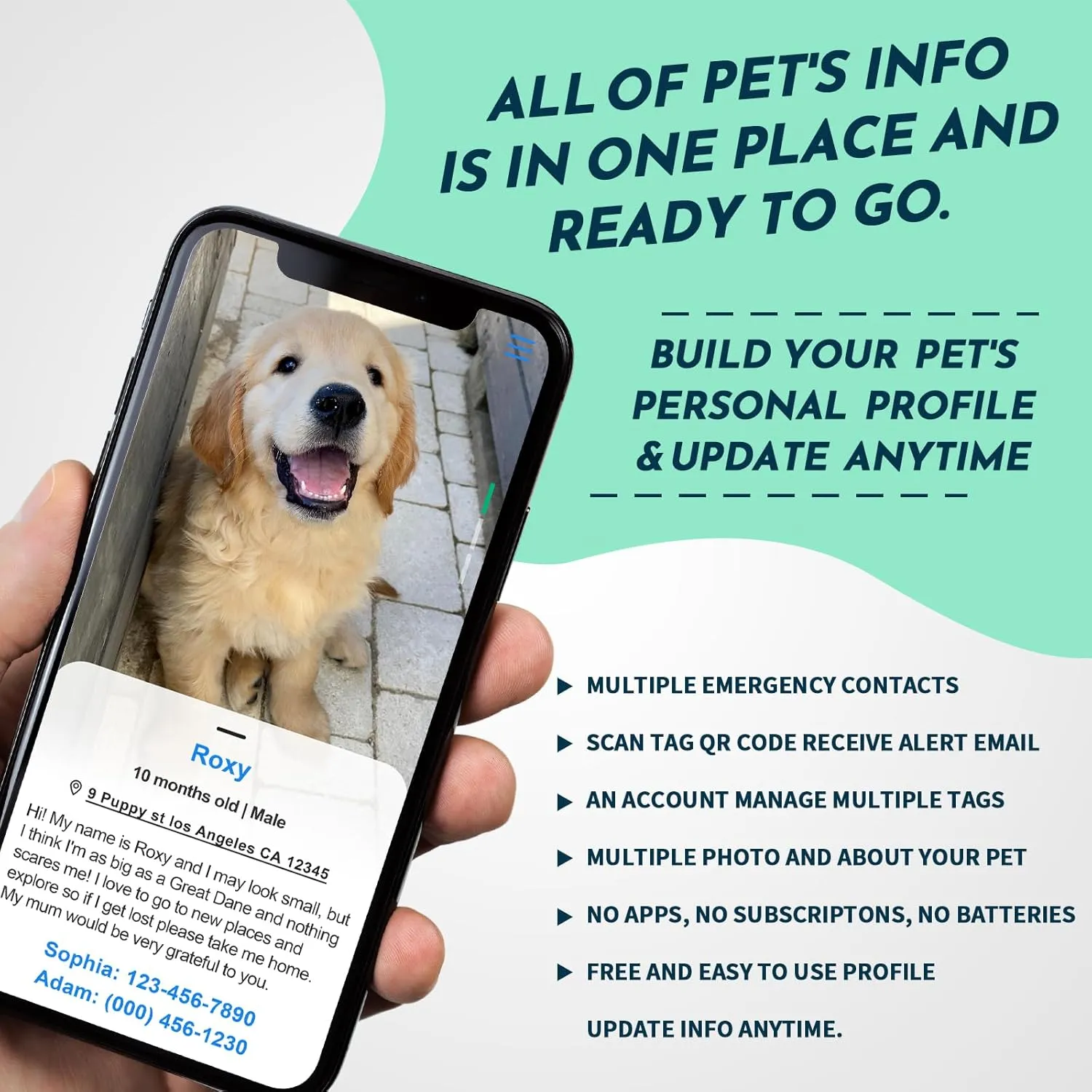 MYLUCKYTAG QR Code Dog ID Tag - Online Pet Profile, Location Alert, Digital ID, Durable Chengfered Steel Pet Tag for Collar
