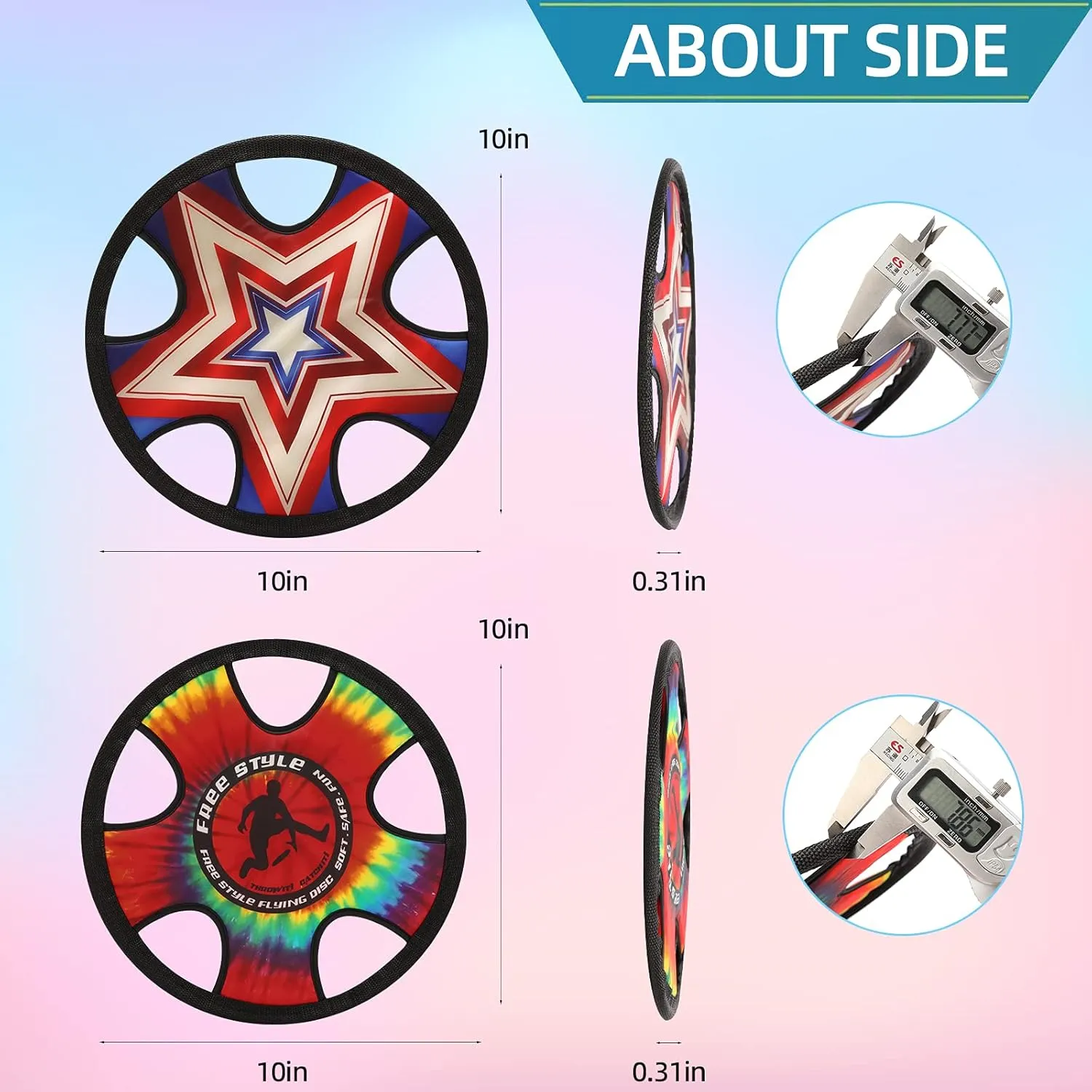 Outdoor Two Soft Frisbee Throwing Disc, Flying Disc, Flying Saucer for Man and Woman in Yard, Beach, Lawn, Camping, Pool (Neon Lamp   Shield)
