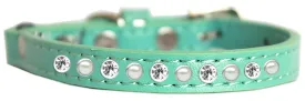 Pearl And Clear Jewel Cat Safety Collar Aqua Size 14